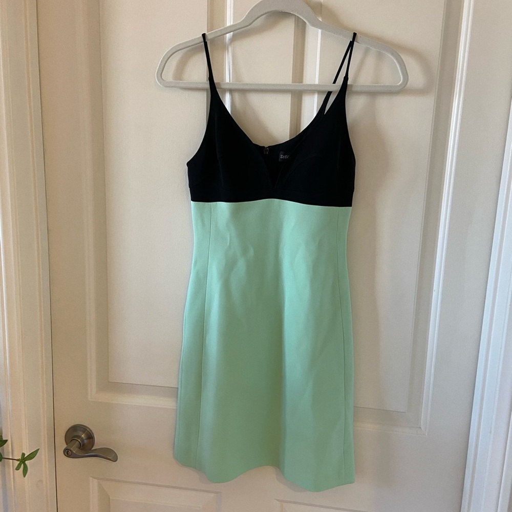 David Koma Mini Dress Color Block Black And Green Size US 2 UK 6 - Picture 2 of 7